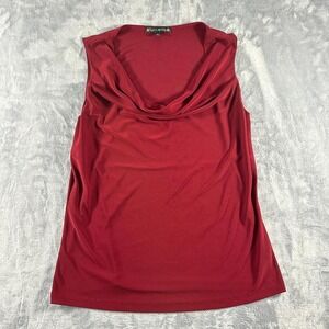 Red cowl neck sleeveless top